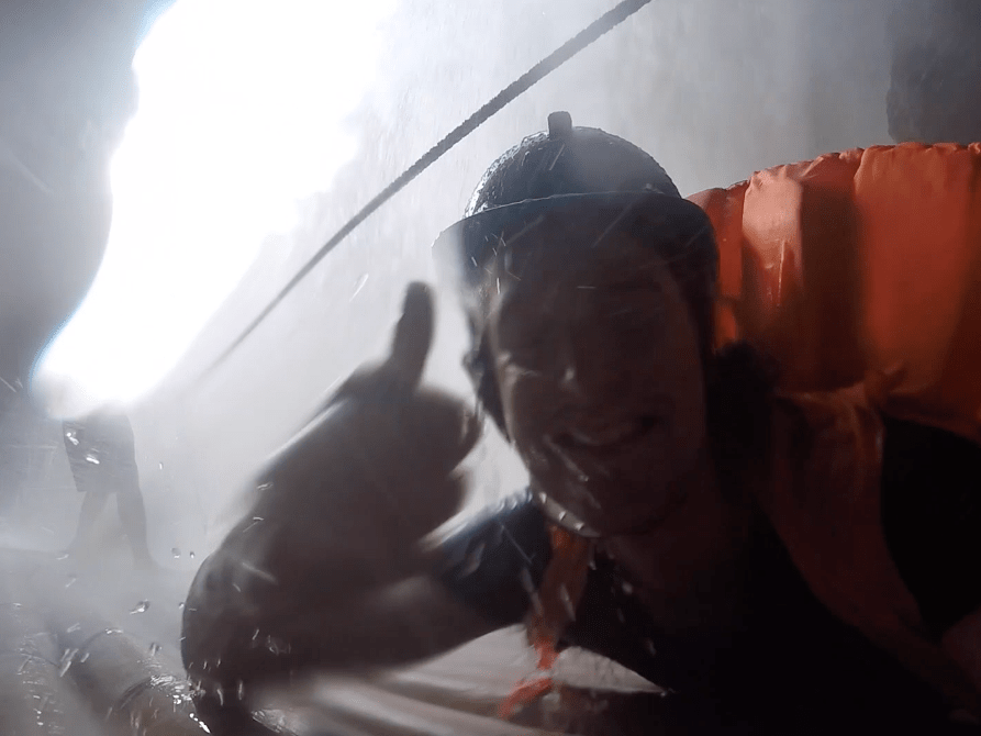 lenny through paradise enjoying being under a waterfall pagsanjan falls laguna philippines